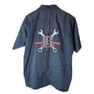 Men's XL Orange County Choppers OCC Black Mechanic Button-Up Shirt Motorcycle